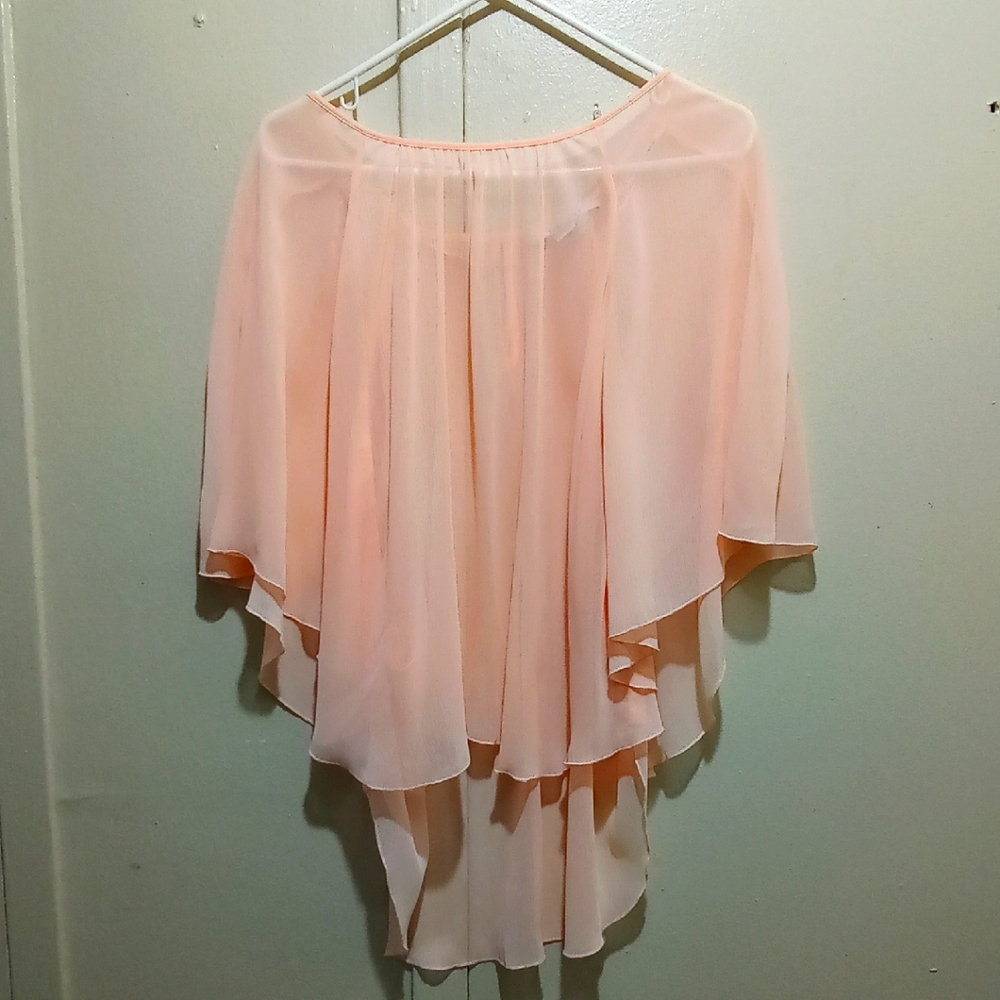 Elegant Peachy 🍑 Chiffon Blouse Matching Peach Lingerie